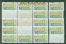 Bund ATM 1981 Mi # 1.1 postfrisch 5 Pfg. bis 500 Pfg. kplt alle 5 Pfg. (59011)