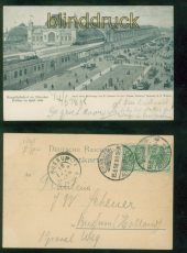 Dresden sw-AK Hauptbahnhof 1898 nach Bussum in Holland (d10441)