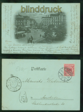 Breslau Mondschein-AK Gruss aus .... Tauentzienplatz 1898 nach Amsterdam(d10443)