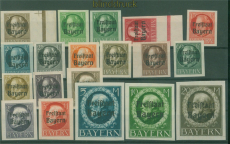 Bayern Mi # 152 B/170 B postfrisch Knig Ludwig III Aufdruck Freistaat (59417)