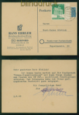 Bi-Zone Mi # 101 EF auf Postkarte Herford 2.8.1949 nach Hannover (59341)