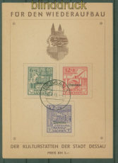 Lokalausgaben Dessau Mi # I/III A Sonderstempel auf Spendenkarte gezhnt (59327)