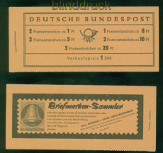 Bund Markenheftchen Mi #   4 Y II postfrisch Heuss liegendes Wasserzeichen(59045