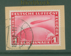 dt. Reich Mi # 455 gestempelt auf Briefst�ck 1 RM Zeppelin (59210)