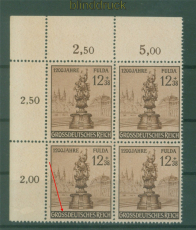 dt. Reich Mi # 886 II postfrisch im 4er-Block Plattenfehler S oben offen (59396)
