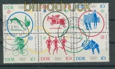 DDR Mi # 1039/44 gestempelt 6er-Block Olympische Sommerspiele Tokio Tagesstempel (25681)