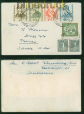 Bund Mi #  222/25 MiF Auslandsbrief Wasserburg SSt. 1955 in die Schweiz (59371)