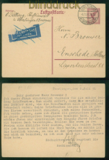 dt. Reich GSK P 168 15 Pfg Luftpostkarte �berlingen 8.7.1931 nach Enschede(58961