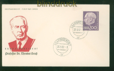Saarland Mi # 399 FDC 200 Pfennig Theodor Heuss Ersttagsbrief (58975)