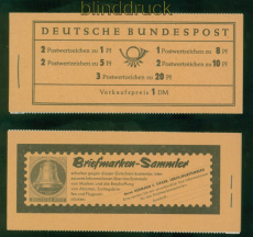 Bund Markenheftchen Mi #   4 Y II postfrisch Heuss liegendes Wasserzeichen(59047)