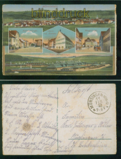 M�nsingen farb-AK vier Ansichten Feldpost 11.2.1918 (d10446)