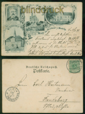 Friedland in Mecklenburg sw-AK Gruss aus ... 4 Ansichten 1898 n Rendsburg(d10459