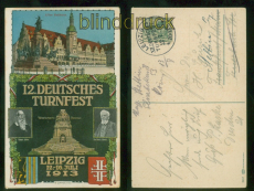 Leipzig farb-AK 12. Deutsches Turnfest SSt. 1913 Nach Frankfurt (d10470)