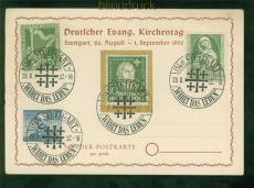 Bund Mi #  148, 150, 151 + Berlin # 71 Sonderkarte Evang. Kirchentag 1952(59426)