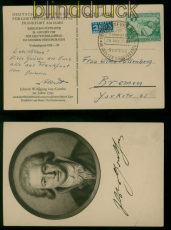 Bi-Zone Mi # 108 EF 10 Pfg. Goethe Volksspende SSt. nach Bremen (59648)