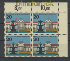 Bund Mi #  420 II postfrisch Wiesbaden Plattenfehler im 4er-Block (21162)