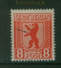 SBZ Mi #   3 A VI postfrisch Plattenfehler B�r spielt Ball (59566)