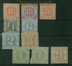 Thurn & Taxis kleines Lot von 10 postfrischen Marken (59851)