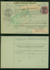 dt. Reich Mi # 93 EF Auslandspaketkarte Berlin 2.12.1908 nach Z�rich (58950)