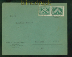 dt. Reich Mi # 370 Y (2) MeF Fernbrief Speyer 19.8.1925 nach Mannheim (58953)