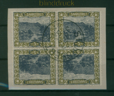 Saargebiet Mi #  53 A Kdr. III (2) gestempelt 4er-Block Kehrdruck (59677)