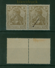 dt. Reich Mi #  69 I ungebraucht im waagerechten Paar Plattenfehler (59687)