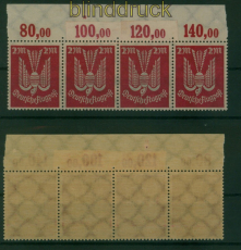 dt. Reich Mi # 216 PF I postfrischer 4er-Streifen Oberrand (59694)