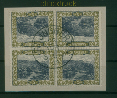 Saargebiet Mi #  53 A Kdr. IV (2) gestempelt 4er-Block Kehrdruck (59679)