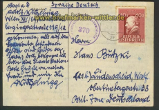 sterreich Auslands-Zensur-Postkarte Wien 2.1.4 (21920)