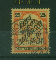 dt. Reich Dienst Mi #  14 gestempelt 25 Pfennig Z�hldienstmarke f�r Baden (59724)
