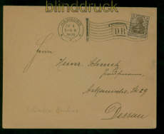 dt. Reich Mi #  84 I EF mit Columbia-Stempel Hamburg 1908 auf DS n Dessau(59881)
