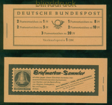 Bund Markenheftchen Mi #   4 Y II postfrisch Heuss liegendes Wasserzeichen(59060