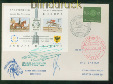 Bund Mi # 337 mit Raketenflug-Vignette Aachen 1.6.1961 nach Heistern (58990)