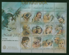 San Marino Mi # 2050/61 postfrisch Weihnachten 2002 kompletter Zdr.-Bogen(60054)