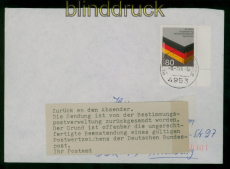Bund Postkrieg Mi # 1265 PK in die DDR Aufkleber der Deutschen Post 1986 (59991)