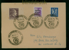 DDR Mi #  243 mit SBZ # 201 A und 234 SSt. Altenburg 14.11.1949 nach Borna(59972