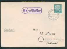 Landpoststempel  Marke ber Herzberg (Harz) 1958 (26701)