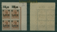 dt. Reich Mi # 154 I a OR P postfrisch 4er-Block mit DZ gepr�ft Infla (60006)