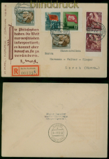 DDR Mi # 386 B, 387 B, 390 A+B, 392 A+B MiF R-Brief 21.6.1954 nach Lorch (60046)