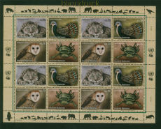 UNO Wien Mi # 749/52 postfrisch Gef�hrdete Arten (XX) kplt. Zdr.-Bogen (59910)