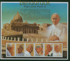 Guyana Mi # 6581/86 postfrischer Kleinbogen Papst Johannes Paul (59914)