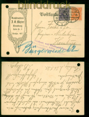 dt. Reich Postkarte Flensburg 1923 nach Hamburg L3 Verz�gert weil Stra�e (57750)