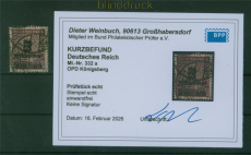 dt. Reich Mi # 332 A a gestempelt Kurzbefund Weinbuch BPP (60172)
