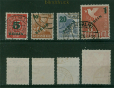 Berlin Mi #  64/67 gestempelt Gr�naufdruck gepr�ft Schlegel BPP (60210)