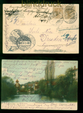 dt. Reich Mi # 69 (2) farb-AK M�nster 1904 n Dresden div Weiterleitungen (57767)