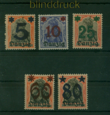 Danzig Mi #  16/20 postfrisch Aufdrucksatz (60307)