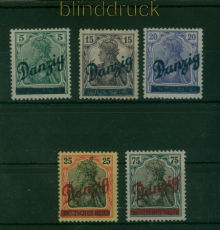 Danzig Mi #  21/25 postfrisch Schr�gaufdrucksatz (60308)