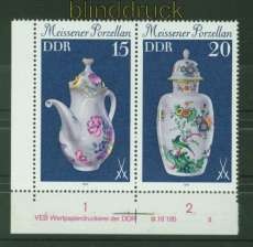 DDR Mi # 2464/71 postfrisch Meissener Porzellan WZd 427 mit Druckvermerk II  (34695)