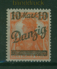 Danzig Mi #  31 II postfrisch Aufdruckmarke (60313)