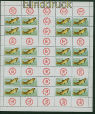 DDR Markenheftchenbogen Mi # 19 v C postfrisch S��wasserfische 1988 (60580)